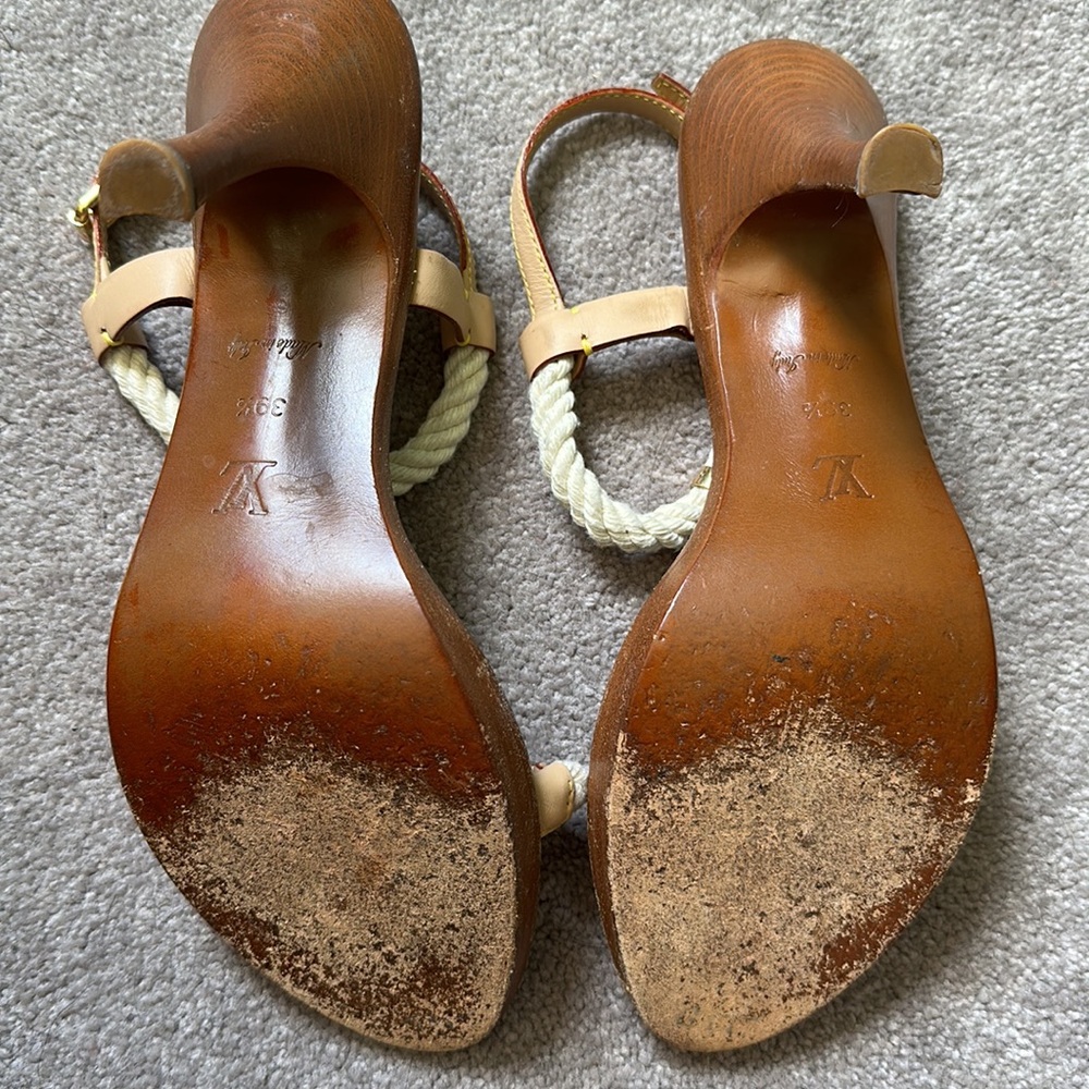 Louis Vuitton Cream and Tan Heels Elegant Design - Picture 4 of 5